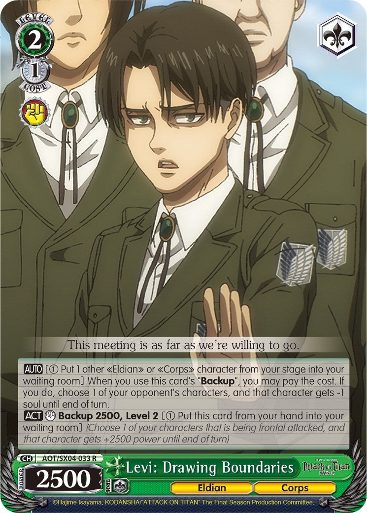 Image for Levi: Drawing Boundaries (Attack On Titan: Final Season) (AOT/SX04-033 R) - Weiss Schwarz
