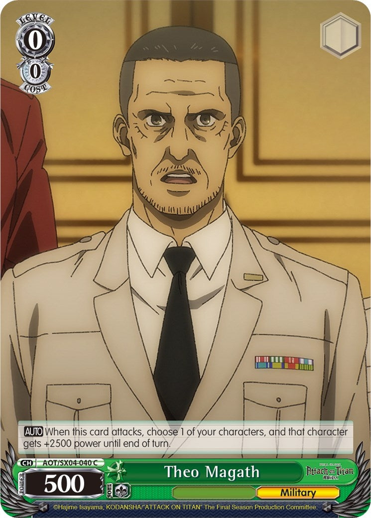 Image for Theo Magath (Attack On Titan: Final Season) (AOT/SX04-040 C) - Weiss Schwarz
