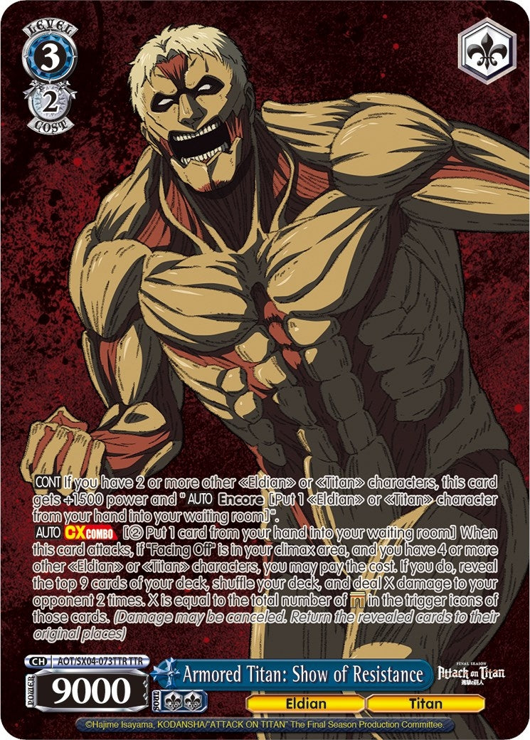 Image for Armored Titan: Show of Resistance (TTR) (Attack On Titan: Final Season) (AOT/SX04-073TTR TTR) - Weiss Schwarz
