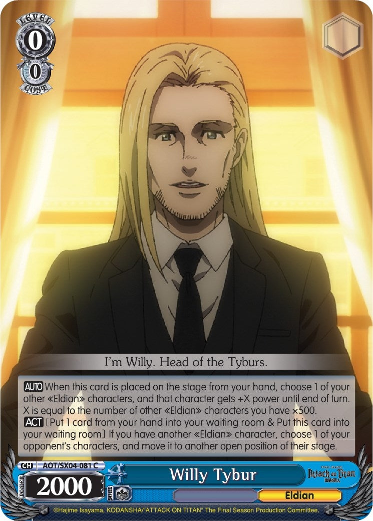 Image for Willy Tybur (Attack On Titan: Final Season) (AOT/SX04-081 C) - Weiss Schwarz