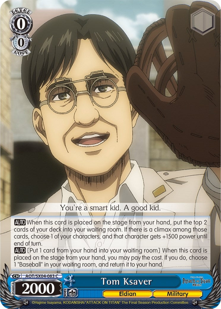 Image for Tom Ksaver (Attack On Titan: Final Season) (AOT/SX04-083 C) - Weiss Schwarz