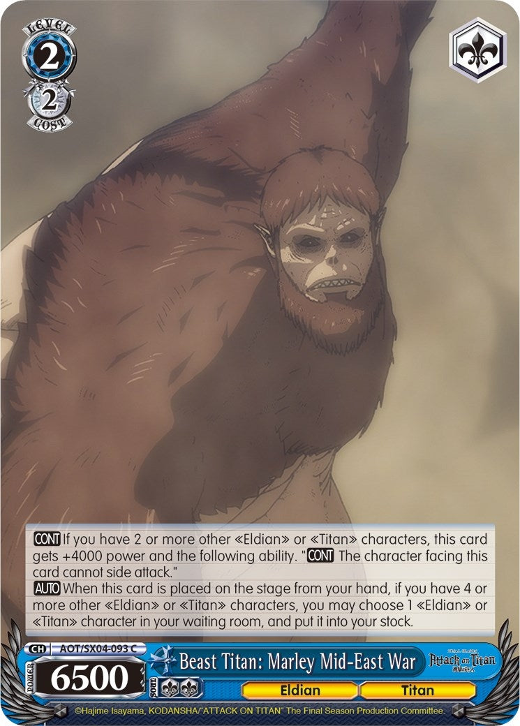 Image for Beast Titan: Marley Mid-East War (Attack On Titan: Final Season) (AOT/SX04-093 C) - Weiss Schwarz