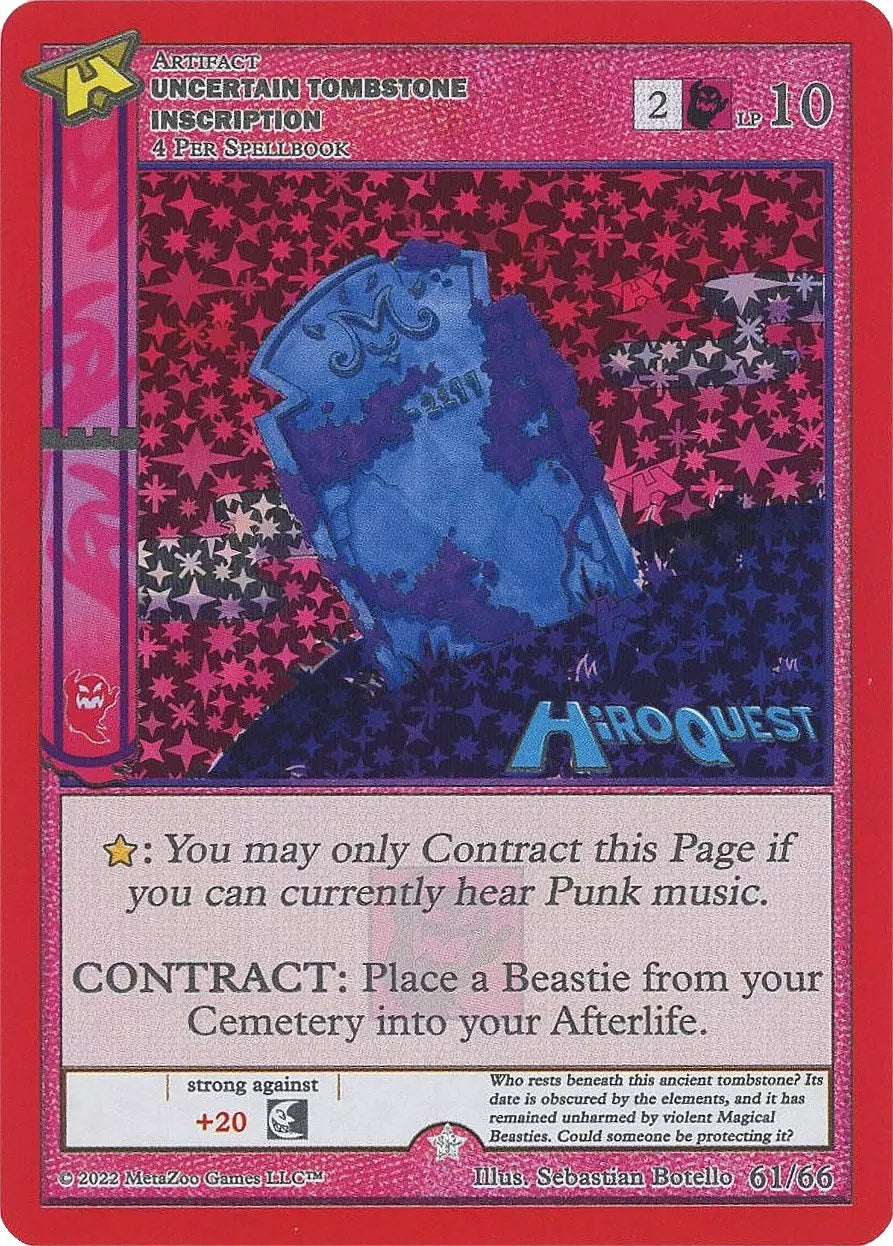 Image for Uncertain Tombstone Inscription [Hiroquest Promos]