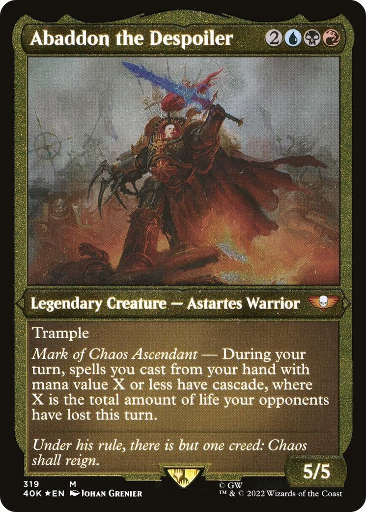 Image for Abaddon the Despoiler (Display Commander) (Foil Etched) - Thick Stock (Universes Beyond: Warhammer 40,000) (319) - Magic: The Gathering