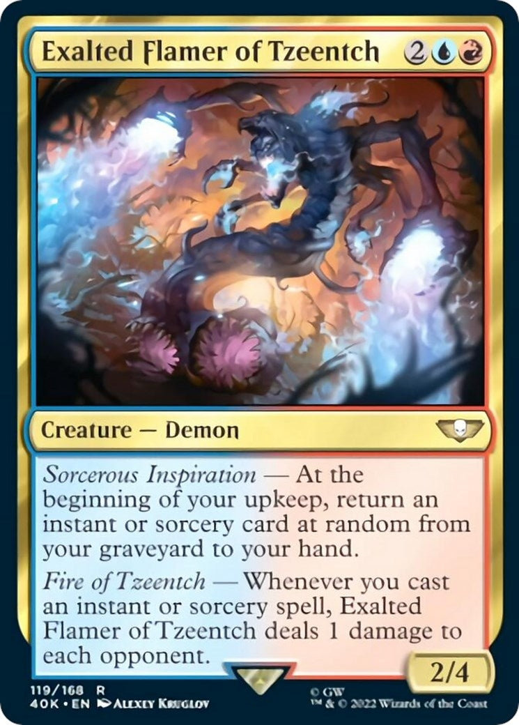 Image for Exalted Flamer of Tzeentch (Surge Foil) (Universes Beyond: Warhammer 40,000) (119) - Magic: The Gathering