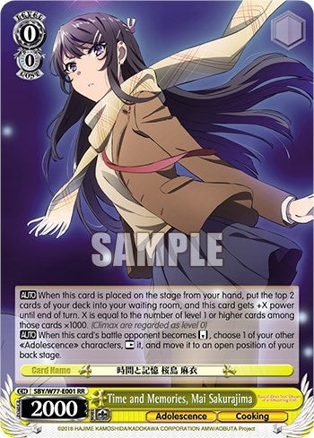 Image for Time and Memories, Mai Sakurajima (Rascal Does Not Dream of a Dreaming Girl) (SBY/W77-E001 RR) - Weiss Schwarz