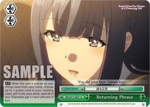 Image for Returning Phrase (Rascal Does Not Dream of a Dreaming Girl) (SBY/W77-E047 CC) - Weiss Schwarz