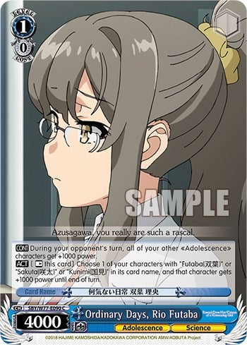 Image for Ordinary Days, Rio Futaba (Rascal Does Not Dream of a Dreaming Girl) (SBY/W77-E090 C) - Weiss Schwarz