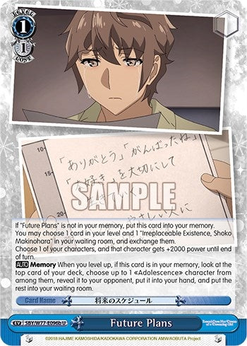 Image for Future Plans (b) (Rascal Does Not Dream of a Dreaming Girl) (SBY/W77-E096b U) - Weiss Schwarz