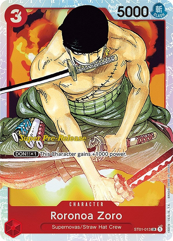Image for Roronoa Zoro (Super Pre-Release Starter Deck 1: Straw Hat Crew) (ST01-013) - One Piece Card Game