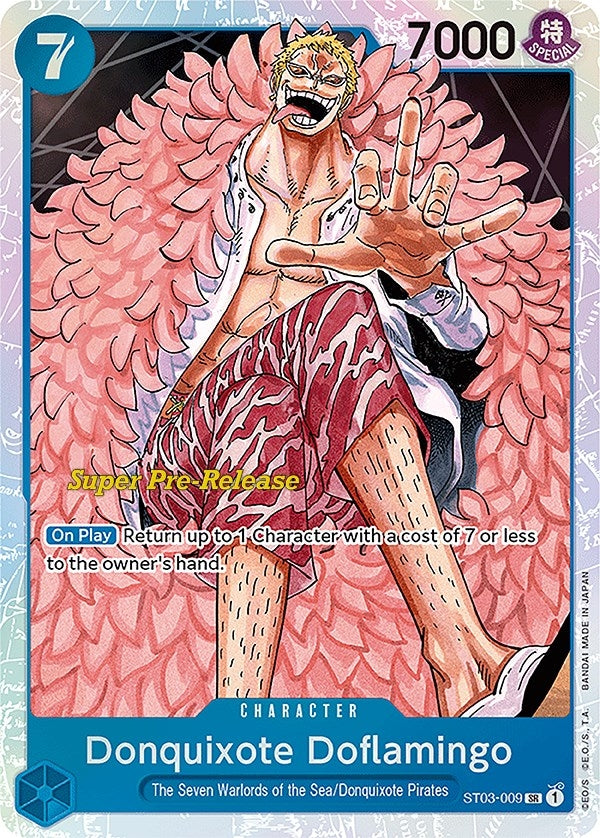 Image for Donquixote Doflamingo (Super Pre-Release Starter Deck 3: The Seven Warlords of the Sea) (ST03-009) - One Piece Card Game