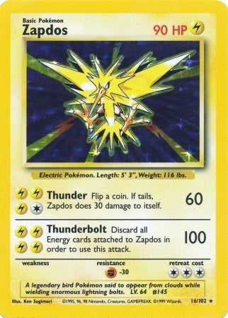 Image for Zapdos (Base Set) (016/102) - Pokemon