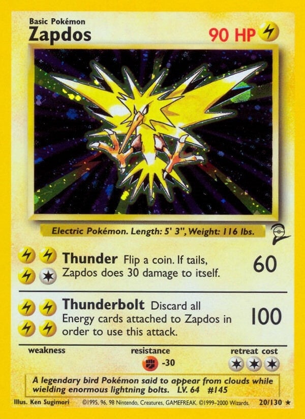 Image for Zapdos (Base Set 2) (020/130) - Pokemon