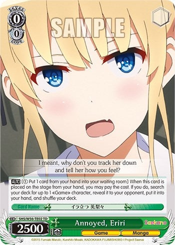 Image for Annoyed, Eriri (Saekano: How to Raise a Boring Girlfriend) (SHS/W56-TE02 TD) - Weiss Schwarz