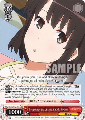 Image for Irresponsible and Carefree Attitude, Megumi (Saekano: How to Raise a Boring Girlfriend) (SHS/W56-TE14 TD) - Weiss Schwarz