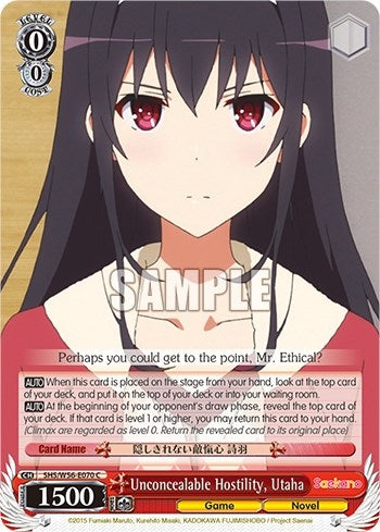 Image for Unconcealable Hostility, Utaha (Saekano: How to Raise a Boring Girlfriend) (SHS/W56-E070 C) - Weiss Schwarz