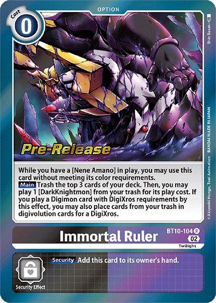 Image for Immortal Ruler (BT10_PR) (BT10-104 R) - Digimon Card Game