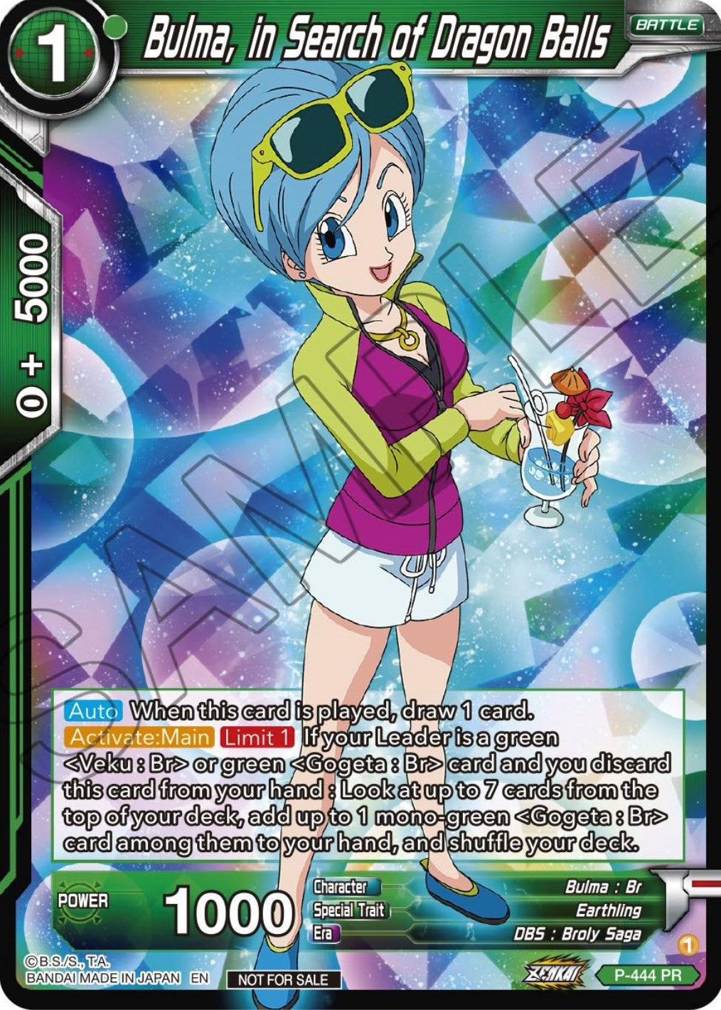 Image for Bulma, In Search of Dragon Balls (Zenkai Series Tournament Pack Vol.2) (Tournament Promotion Cards) (P-444) - Dragon Ball Super: Masters