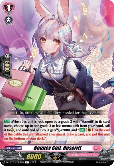 Image for Bouncy Gait, Haseritt (D-LBT03: Lyrical Monasterio ~Summertime Memories!~) (D-LBT03/084EN) - Cardfight Vanguard