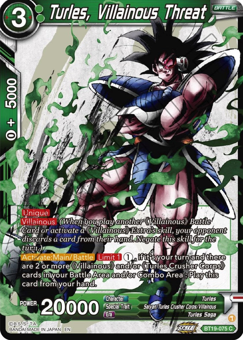 Image for Turles, Villainous Threat (Fighter's Ambition) (BT19-075) - Dragon Ball Super: Masters