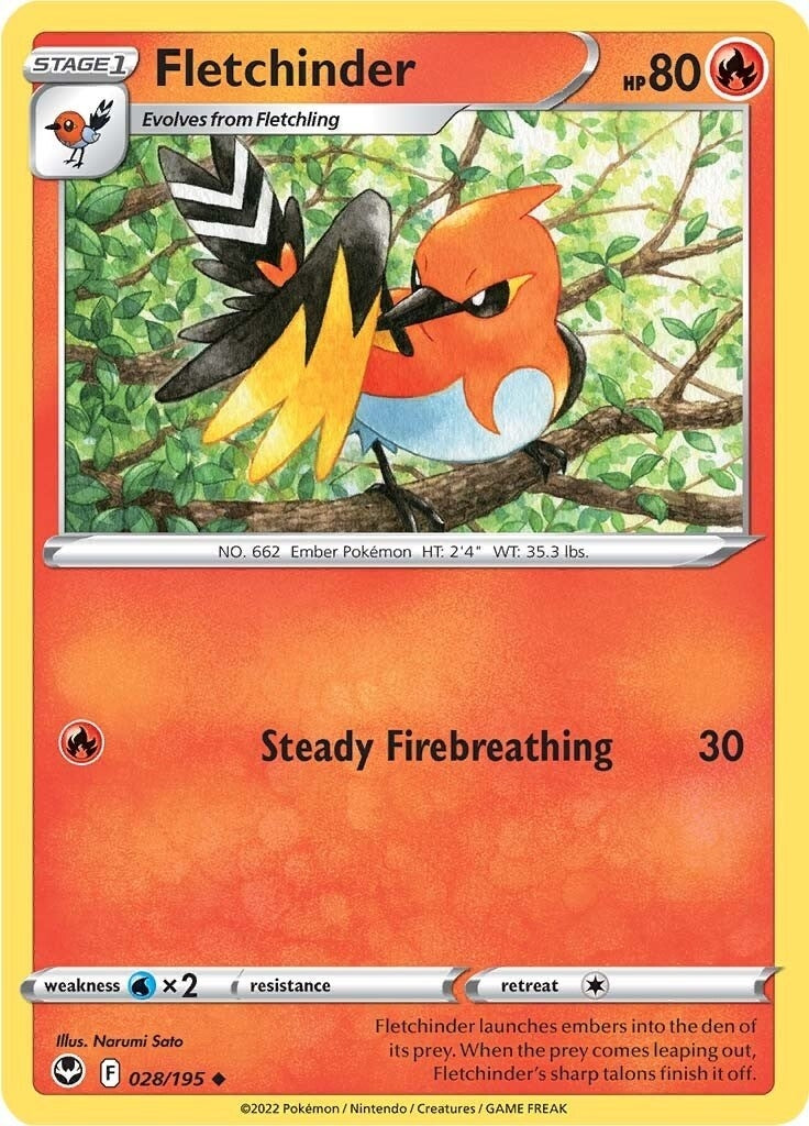 Image for Fletchinder (SWSH12: Silver Tempest) (028/195) - Pokemon