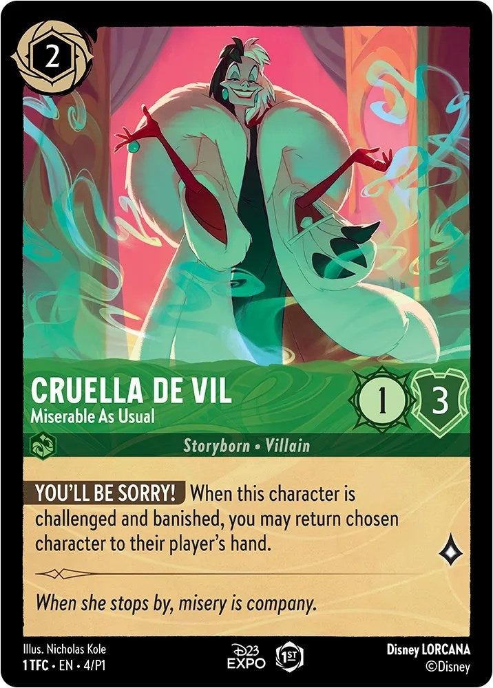 Image for Cruella de Vil - Miserable As Usual (D23 Promos) (4) - Disney Lorcana
