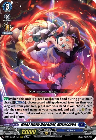 Image for Heat Haze Acrobat, Miroslava (D-BT07: Raging Flames Against Emerald Storm) (D-BT07/004EN) - Cardfight Vanguard