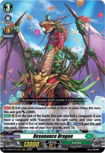 Image for Resonance Dragon (D-BT07: Raging Flames Against Emerald Storm) (D-BT07/014EN) - Cardfight Vanguard