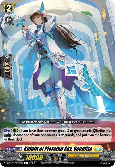 Image for Knight of Piercing Sky, Sconfiza (D-BT07: Raging Flames Against Emerald Storm) (D-BT07/078EN) - Cardfight Vanguard