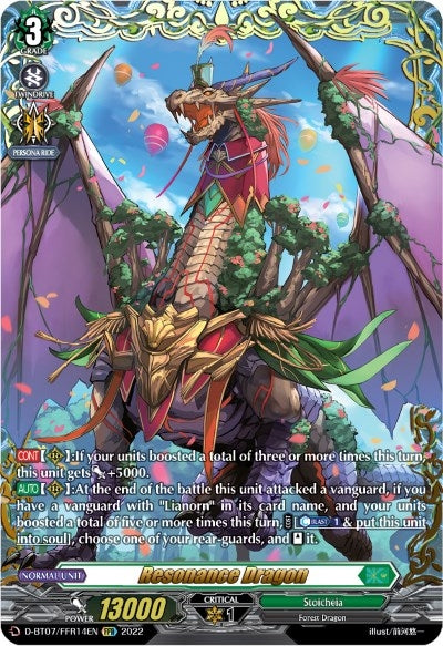 Image for Resonance Dragon (FFR) (D-BT07: Raging Flames Against Emerald Storm) (D-BT07/FFR14EN) - Cardfight Vanguard