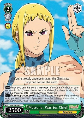 Image for Matrona: Warrior Chief (The Seven Deadly Sins: Revival of The Commandments) (SDS/SX05-042 U) - Weiss Schwarz