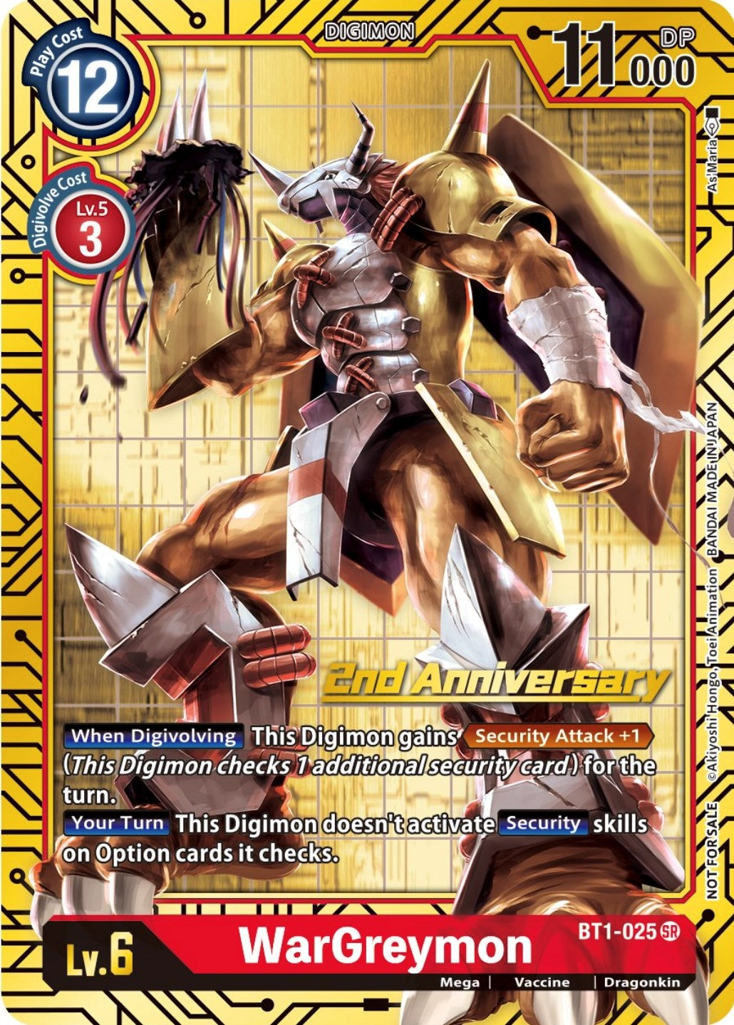 Image for WarGreymon (2nd Anniversary Card Set) (BT01-03A) (BT1-025 SR) - Digimon Card Game