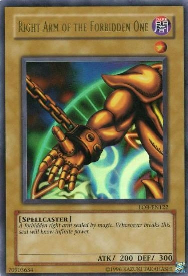Image for Right Arm of the Forbidden One (Legend of Blue Eyes White Dragon (Worldwide English)) (LOB-EN122) - YuGiOh