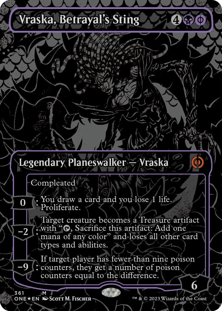 Image for Vraska, Betrayal's Sting (Oil Slick Raised Foil) (Phyrexia: All Will Be One) (361) - Magic: The Gathering