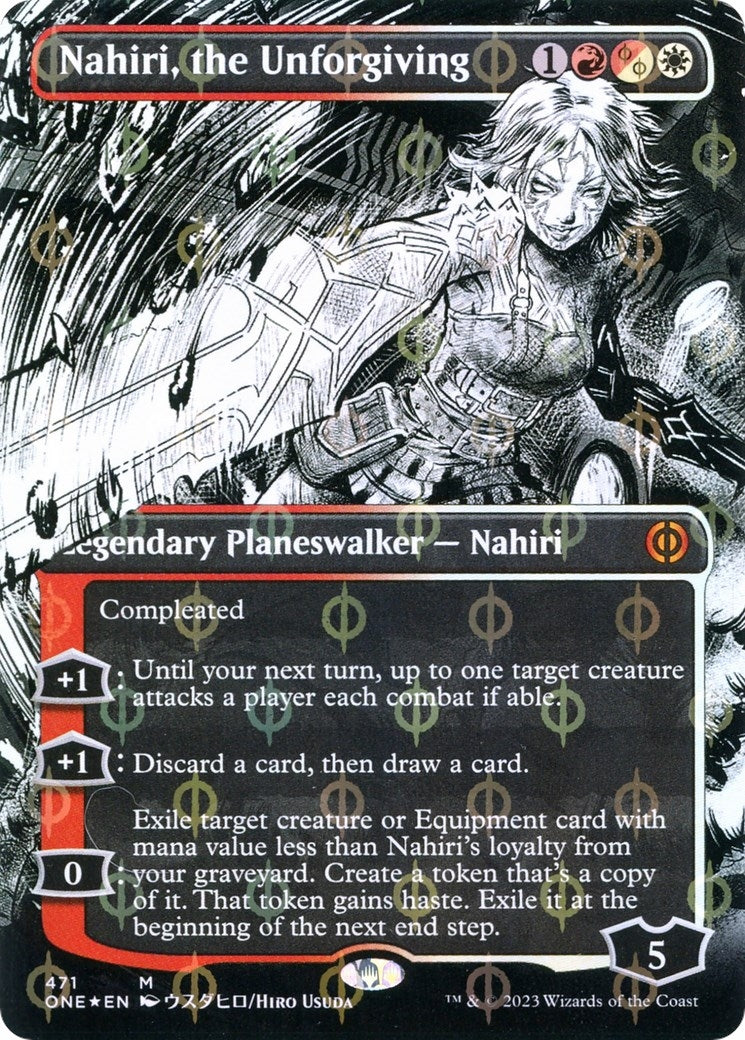 Image for Nahiri, the Unforgiving (Borderless) (Step-and-Compleat Foil) (Phyrexia: All Will Be One) (471) - Magic: The Gathering