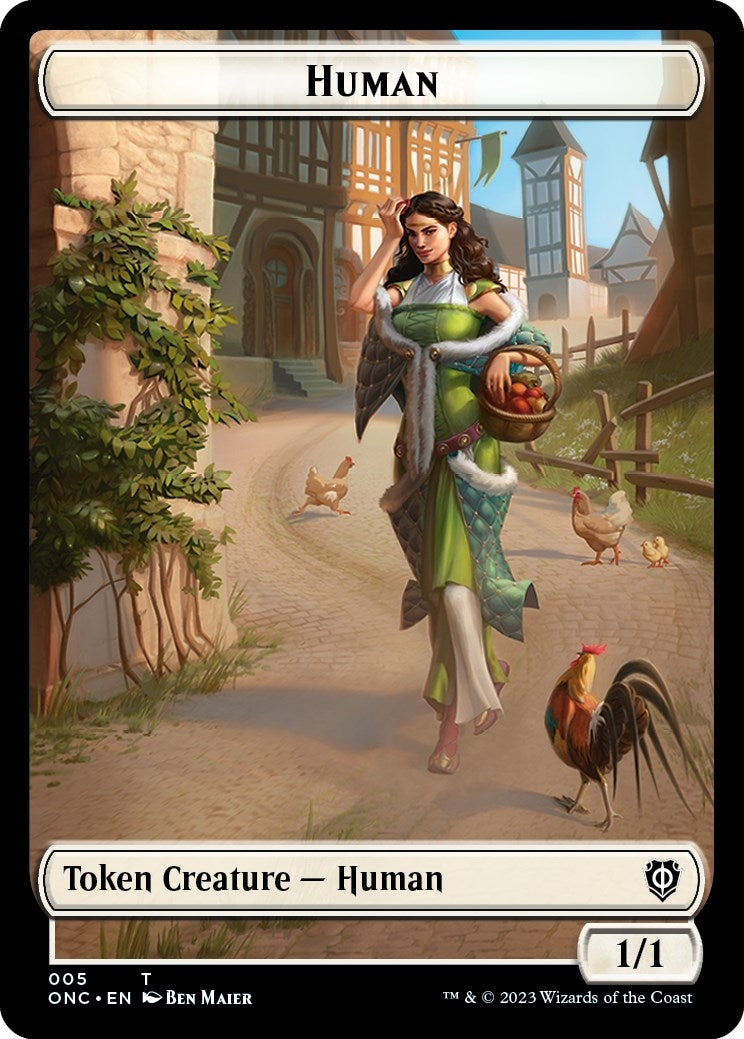 Image for Human // Spirit Double-Sided Token (Commander: Phyrexia: All Will Be One) (5 // 9) - Magic: The Gathering