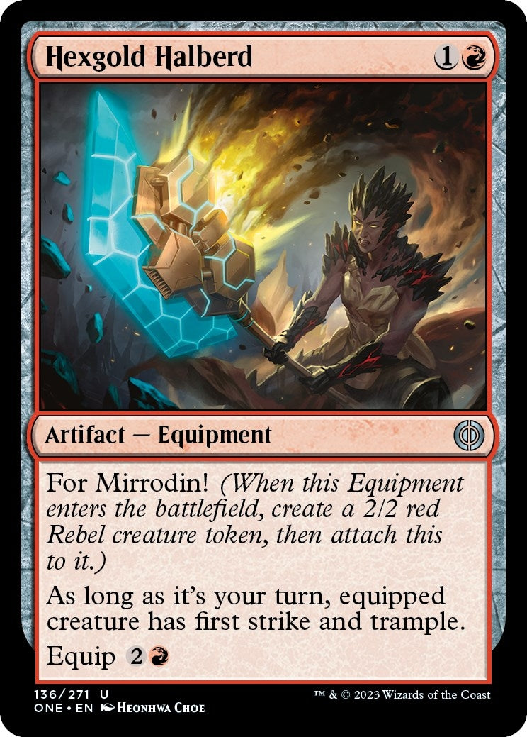 Image for Hexgold Halberd (Phyrexia: All Will Be One) (136) - Magic: The Gathering