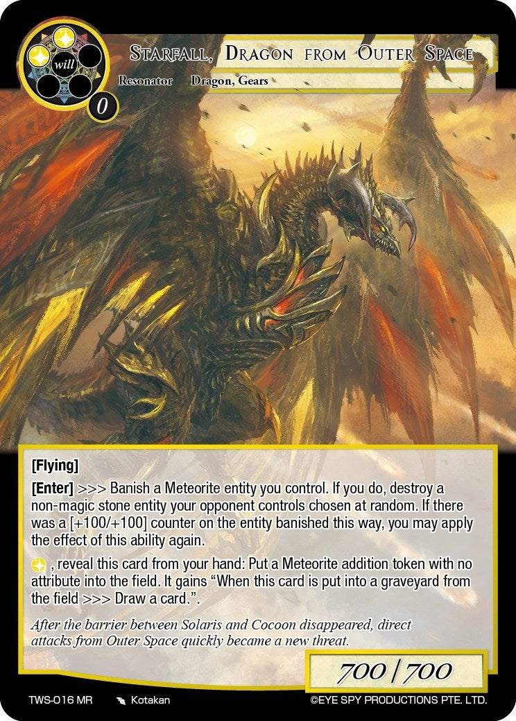 Image for Starfall, Dragon from Outer Space (The War of the Suns) (TWS-016 MR) - Force of Will