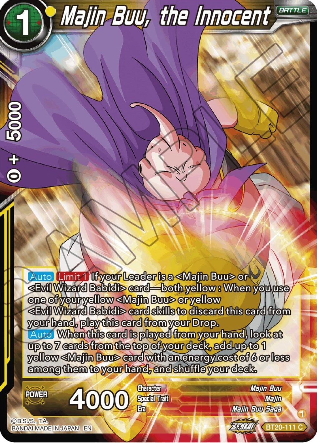 Image for Majin Buu, the Innocent (Power Absorbed) (BT20-111) - Dragon Ball Super: Masters