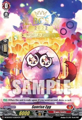 Image for Sunrise Egg (Worlds Finals 2022) (Bushiroad Event Cards) (BCS2022/VGS04EN) - Cardfight Vanguard
