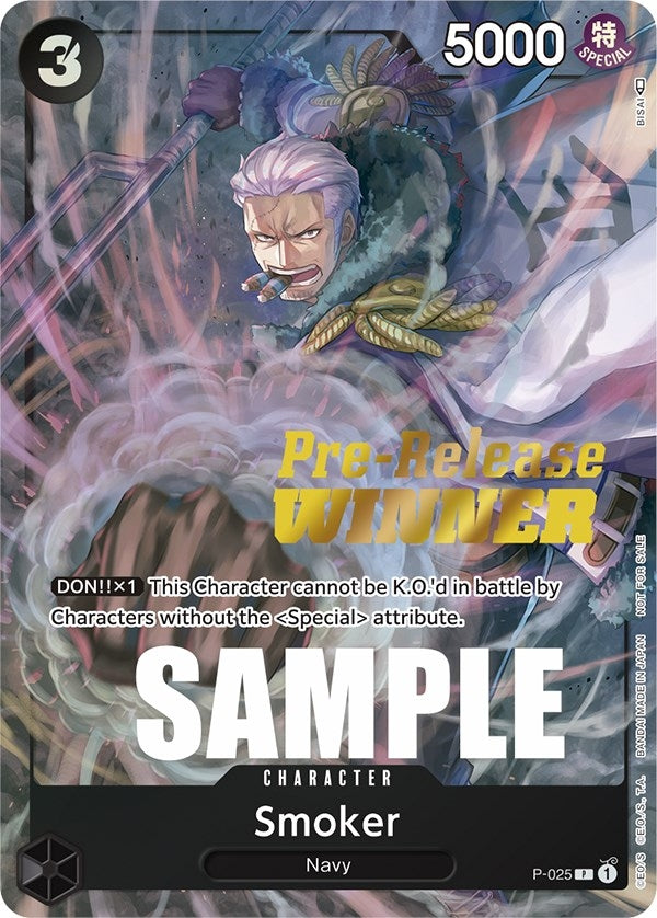 Image for Smoker (Pre-Release) [Winner] (One Piece Promotion Cards) (P-025) - One Piece Card Game