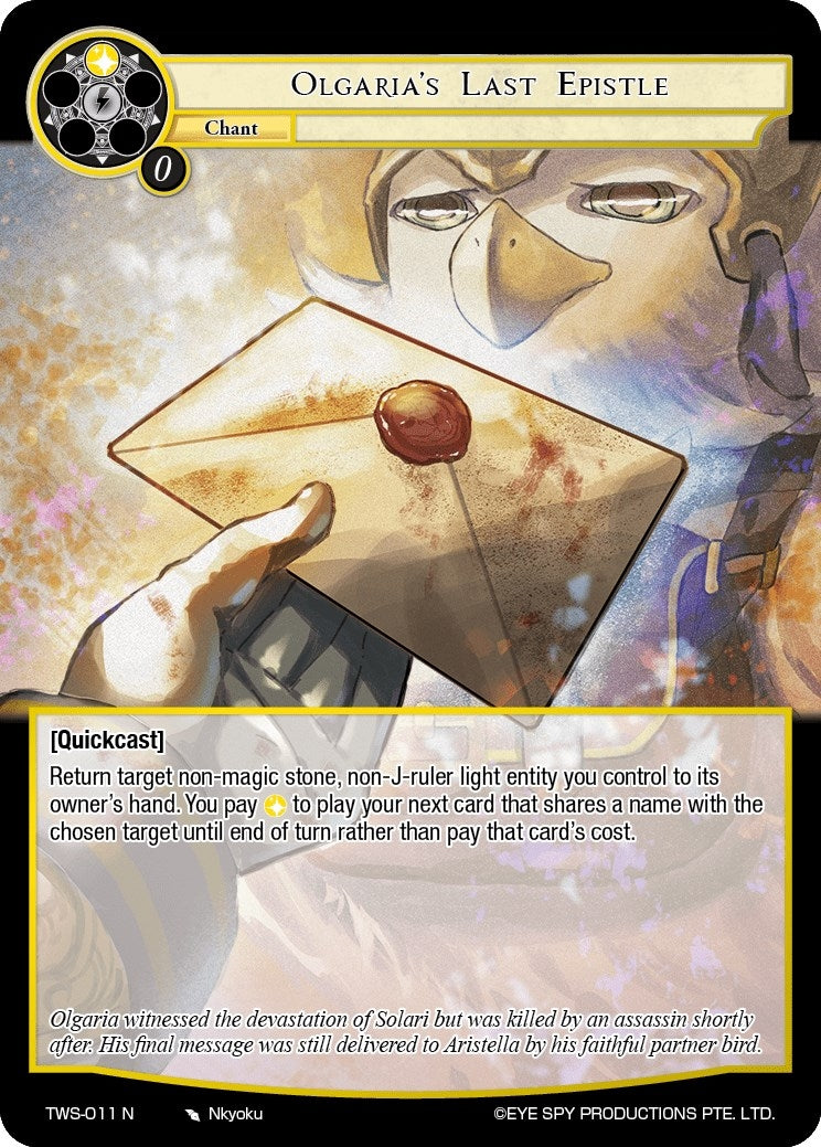 Image for Olgaria's Last Epistle (The War of the Suns) (TWS-011 N) - Force of Will