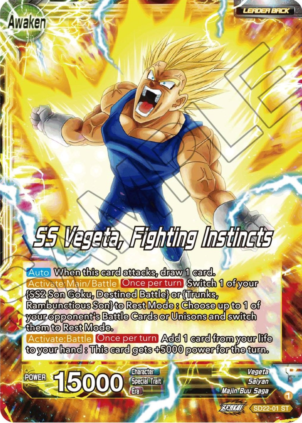 Image for Vegeta // SS Vegeta, Fighting Instincts (Power Absorbed) (SD22-01) - Dragon Ball Super: Masters