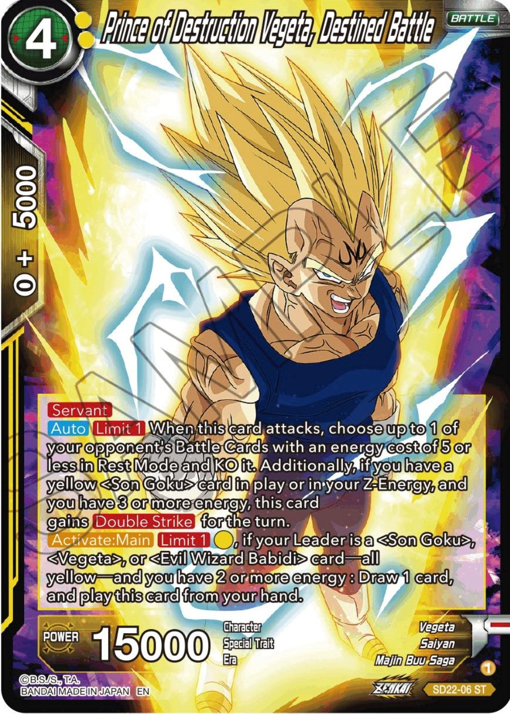 Image for Prince of Destruction Vegeta, Destined Battle (Power Absorbed) (SD22-06) - Dragon Ball Super: Masters