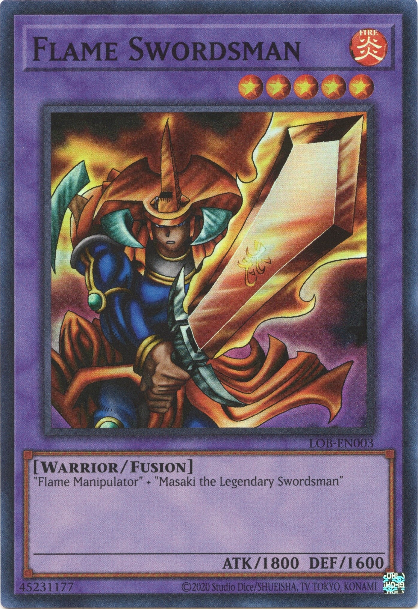 Image for Flame Swordsman (Legend of Blue Eyes White Dragon (25th Anniversary Edition)) (LOB-EN003) - YuGiOh