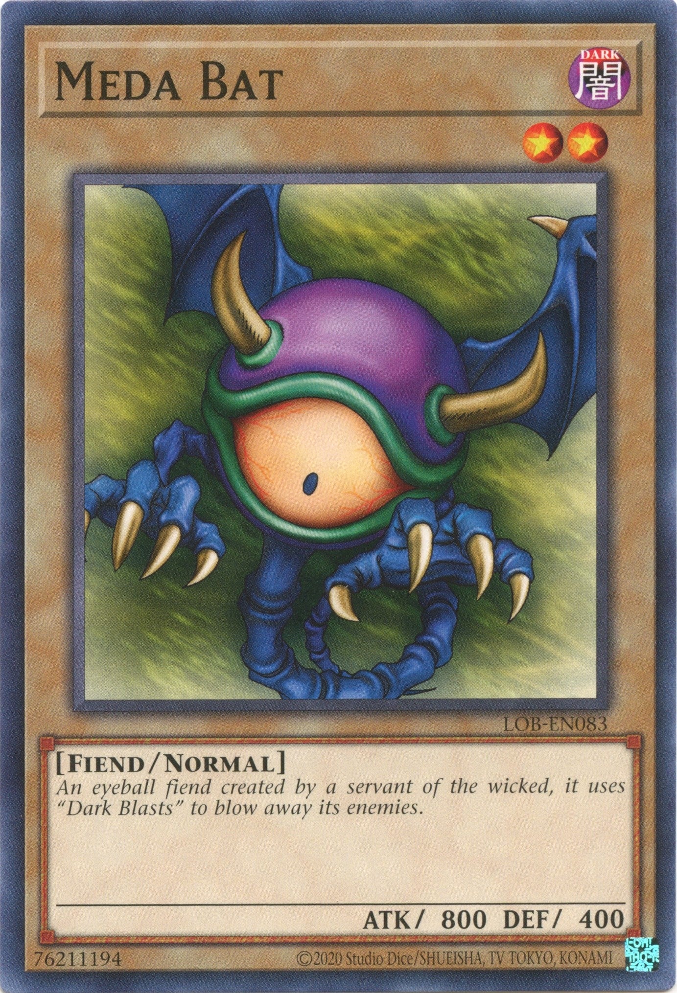 Image for Meda Bat (Legend of Blue Eyes White Dragon (25th Anniversary Edition)) (LOB-EN083) - YuGiOh