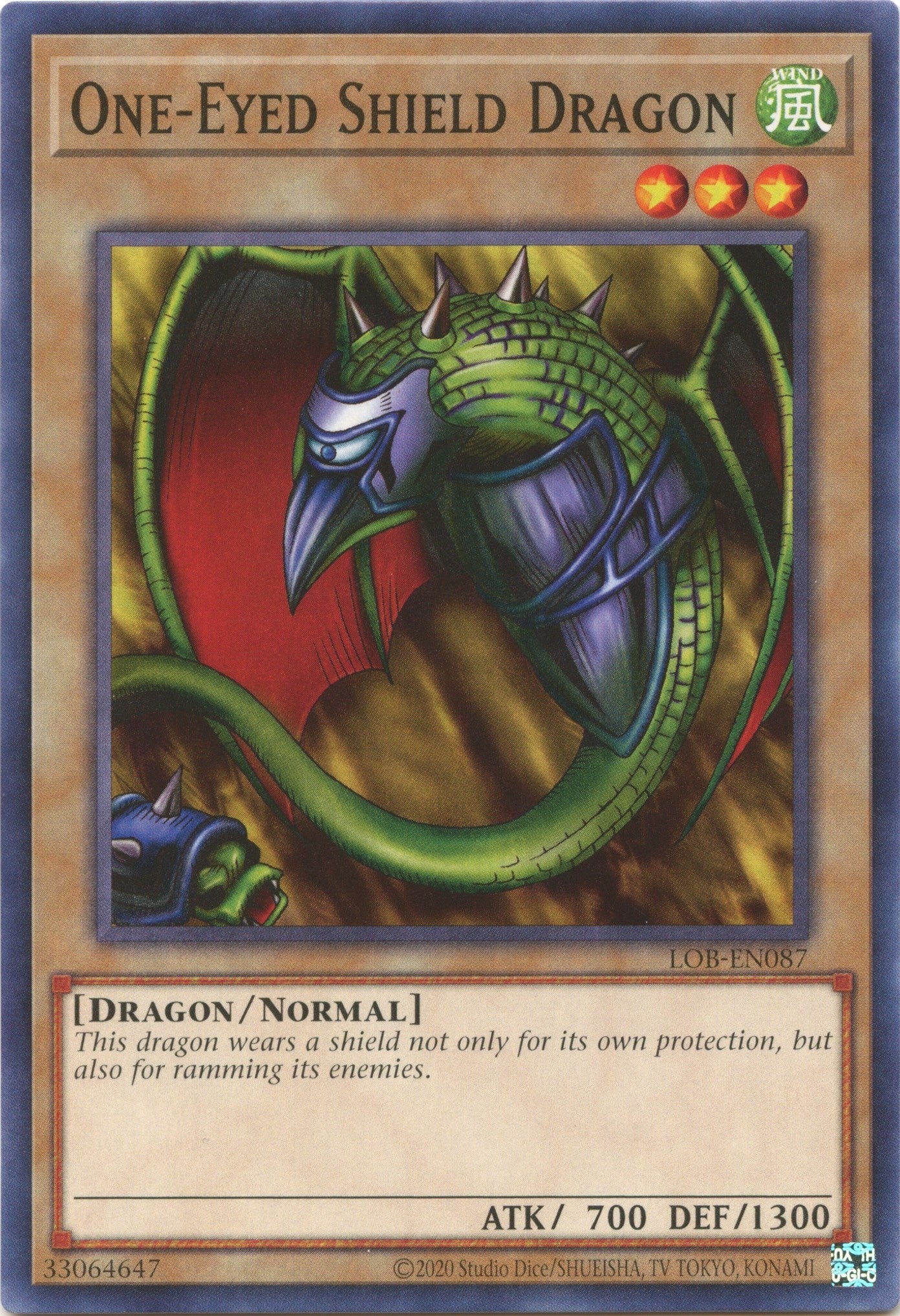 Image for One-Eyed Shield Dragon (Legend of Blue Eyes White Dragon (25th Anniversary Edition)) (LOB-EN087) - YuGiOh
