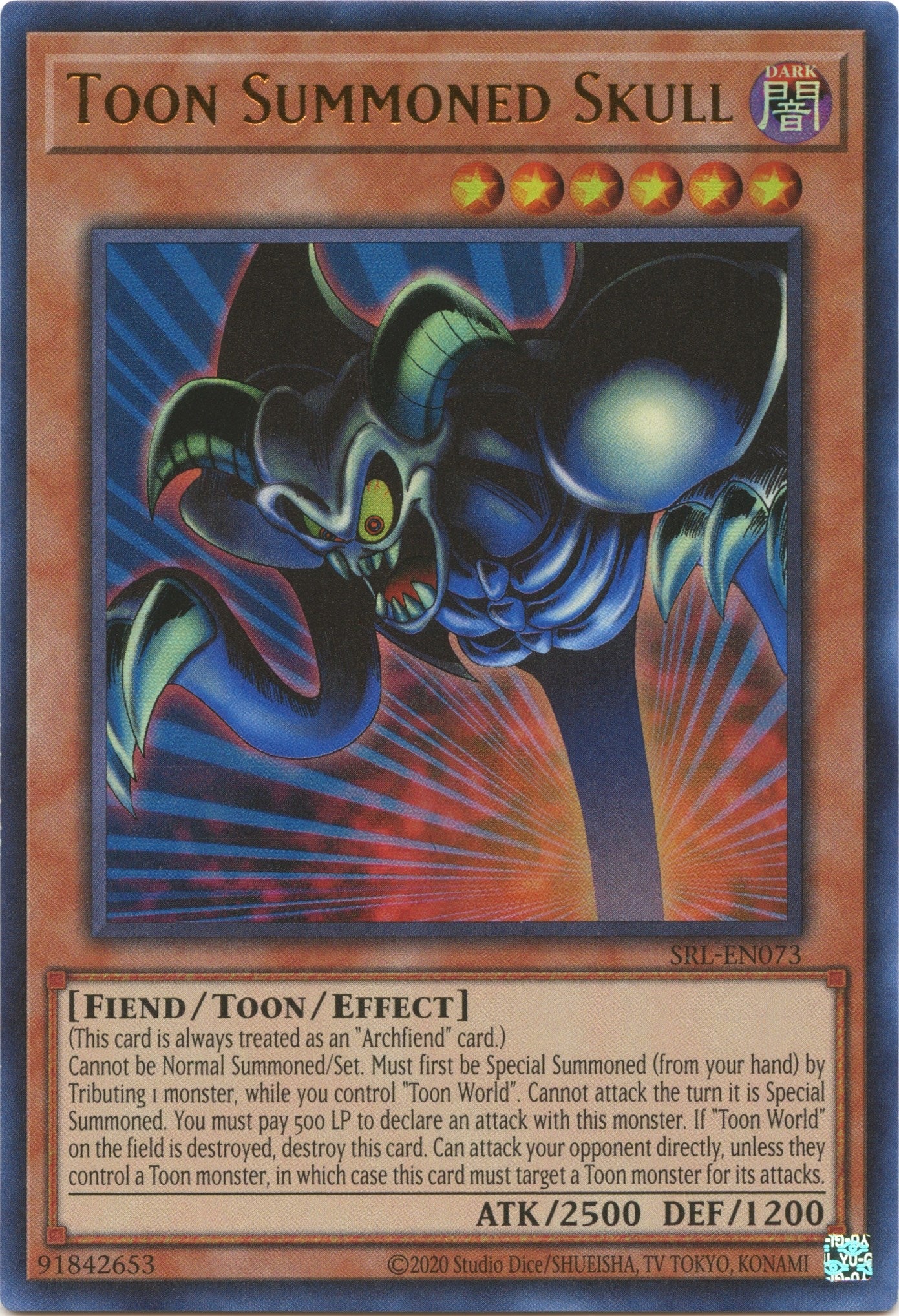 Image for Toon Summoned Skull (Spell Ruler (25th Anniversary Edition)) (SRL-EN073) - YuGiOh