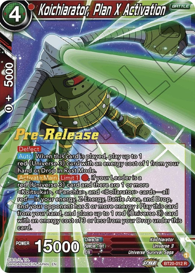 Image for Koichiarator, Plan X Activation (Power Absorbed Pre-Release Cards) (BT20-012) - Dragon Ball Super: Masters