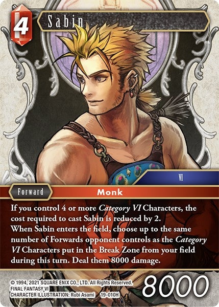 Image for Sabin (From Nightmares) (19-010H) - Final Fantasy TCG